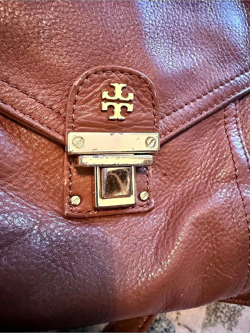 Tory Burch Leather Crossbody Bag in Brown & Orange - Picture 5 of 10